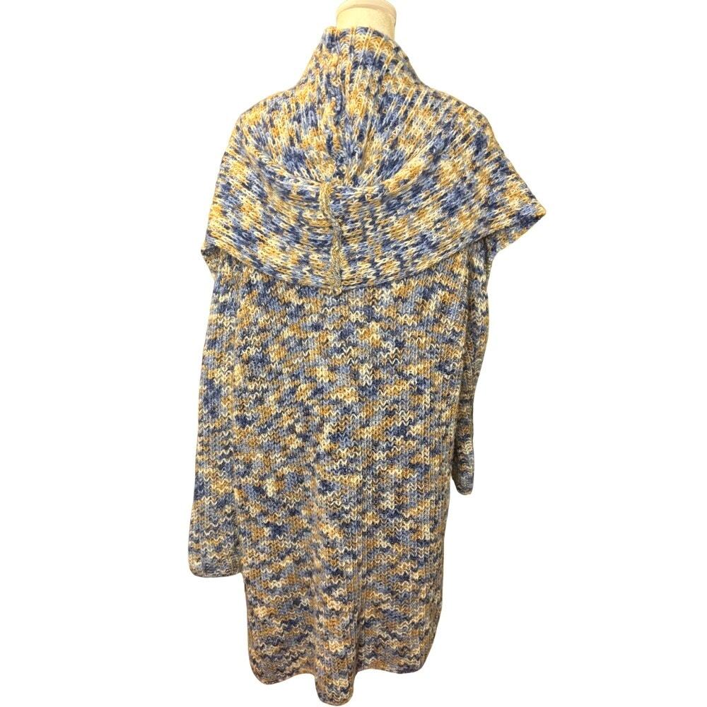 Anthropologie Moth Hooded Waterfall Cardigan Blue Tan Marled XL - Picture 3 of 8